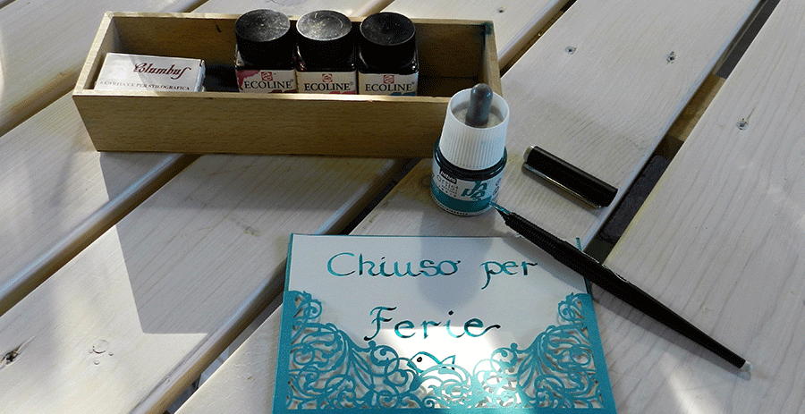 Cartoncino Chiuso-per-ferie Scrittura Calligrafica