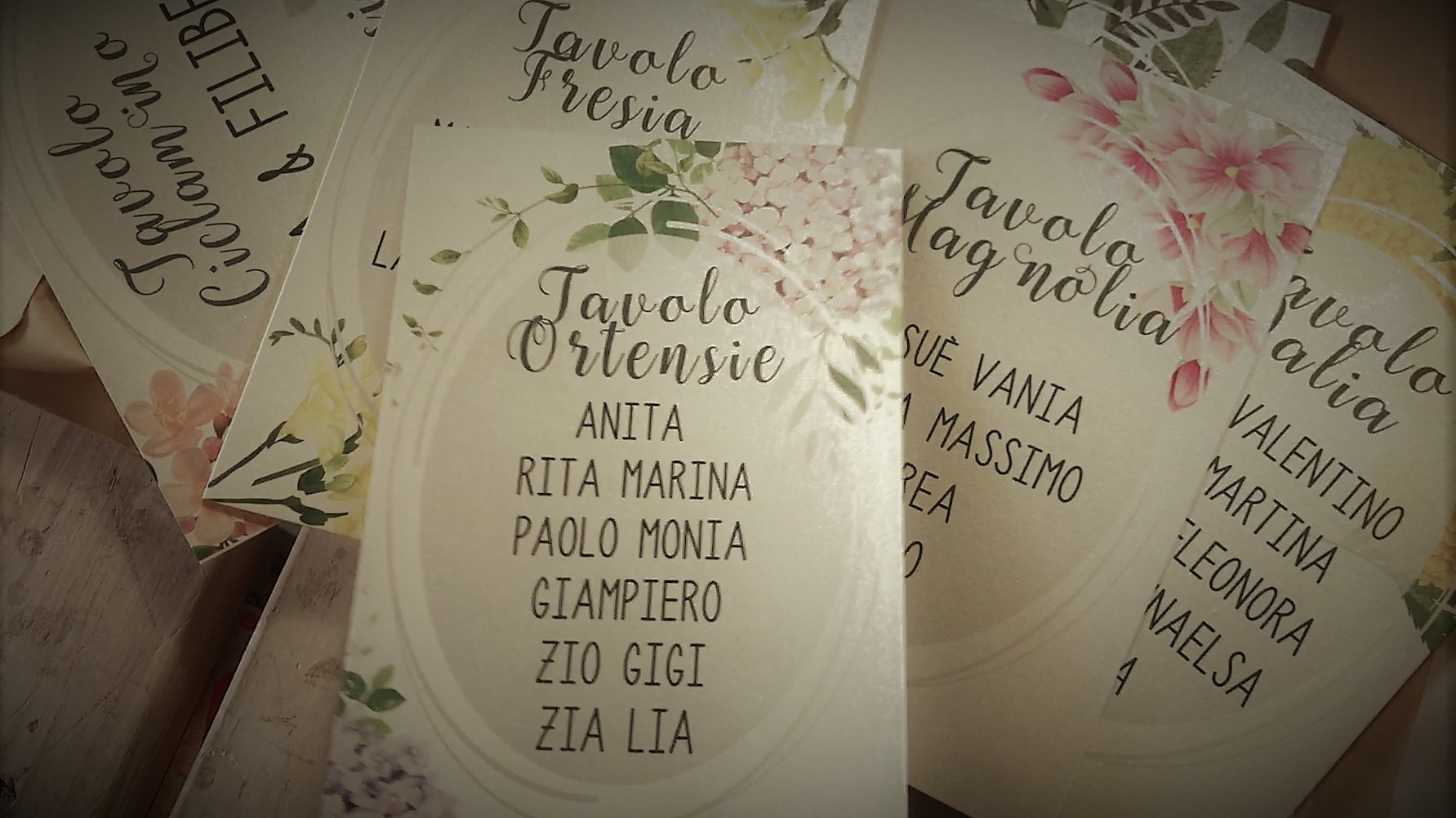 Tableau de mariage a tema fiori e significati con l'inserimento di