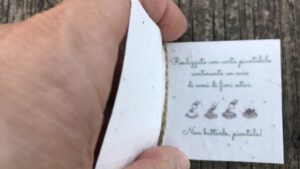 tag realizzato in carta piantabile